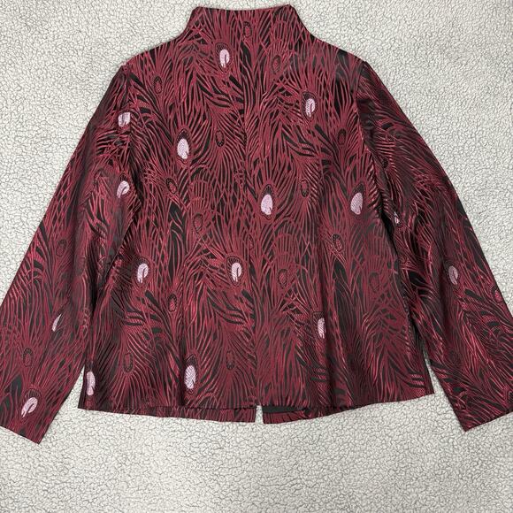 Dragon Silk Jacket Coat Womens Size XL Shanghai China Dark Red Black Vintage - Picture 16 of 16